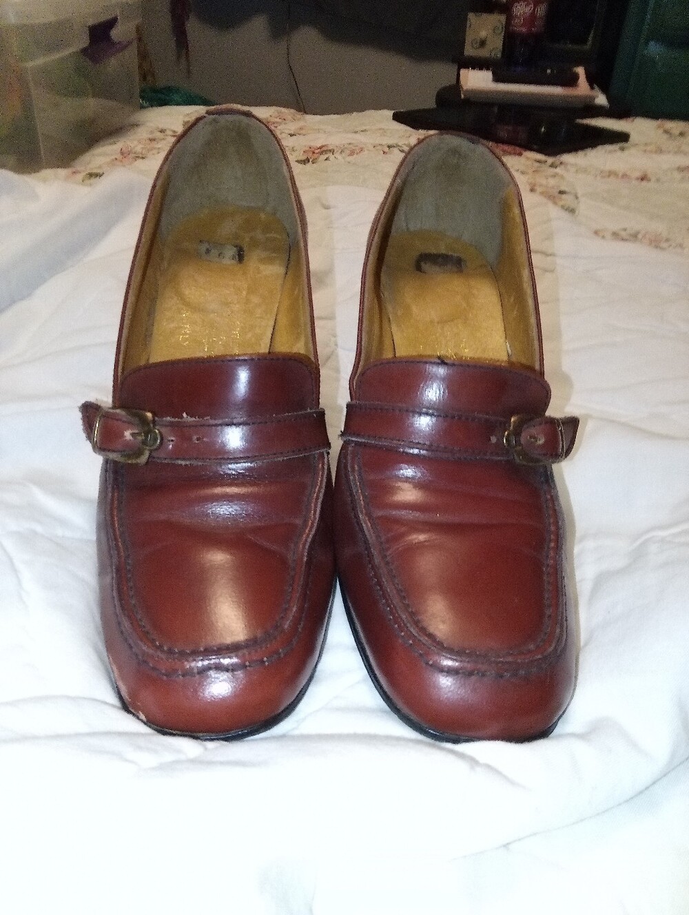 Vintage Etienne Aigner Burgundy Leather Heeled Wedge